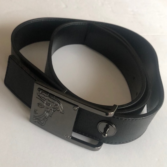 Versace Black Leather Medusa Head Buckle Belt Sz 38 - Picture 3 of 9
